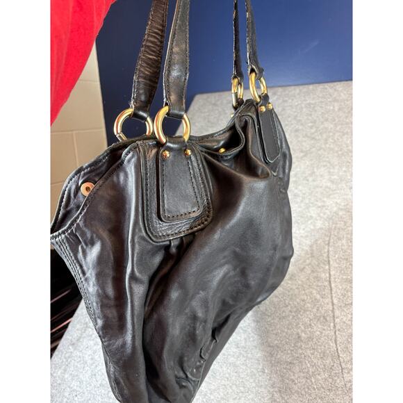 Miu Miu Shoulder Handbag Womens Black Leather 197 Hobo Classic - Picture 2 of 12